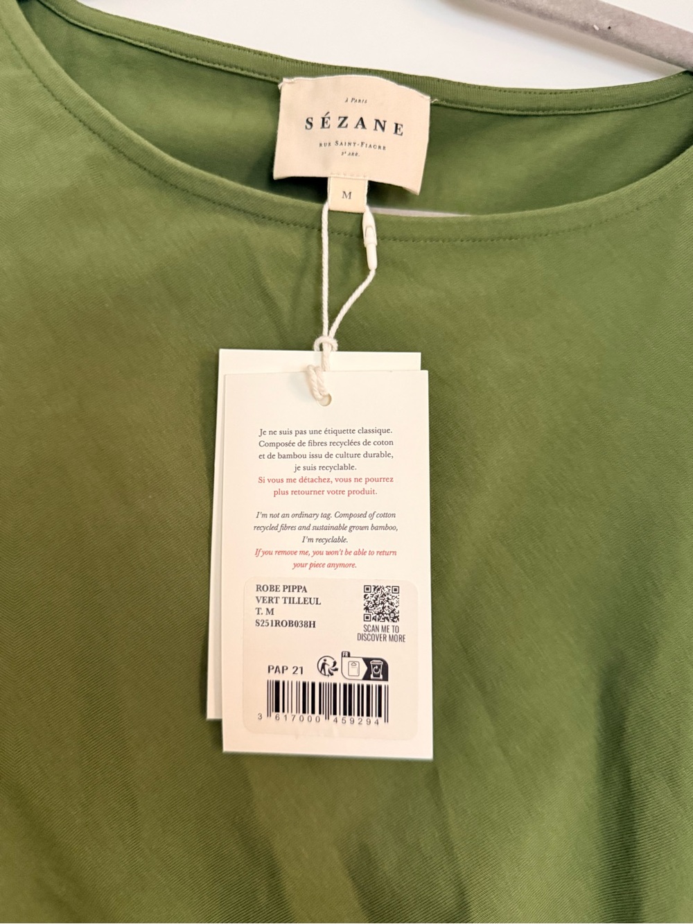 Sezane Pippa Dress - lime green - Medium - Picture 4 of 6